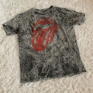 Rolling Stones Acid Wash Logo Band Tee T Shirt